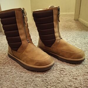 Cute Brown & Tan Ugg Puffer Plushwarmer Boots Size 8